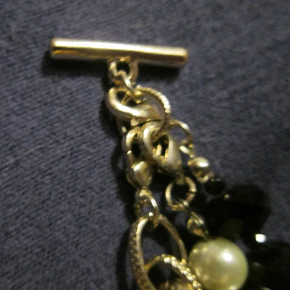 3 for💲25🌟WHBM silvertone Jet & pearly bead Convertible Bracelet multi-strand - Picture 4 of 6